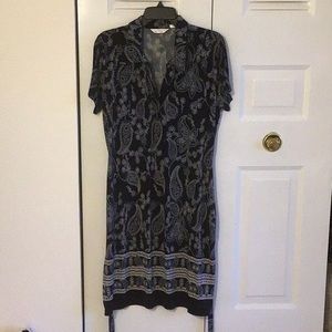 Black and white paisley printed dress, size Large